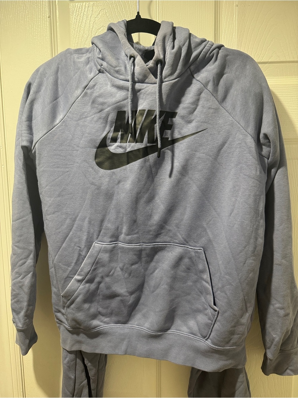 Nike Light Blue Pullover Hoodie with Black Swoosh